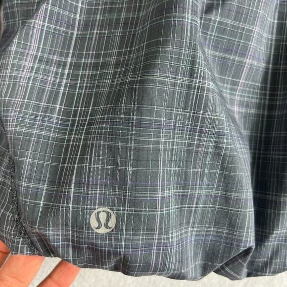 Lululemon Jacket Womens 4 33" Run Hustle Gray Plaid Hood Reflective Thumb Hole - Picture 5 of 10